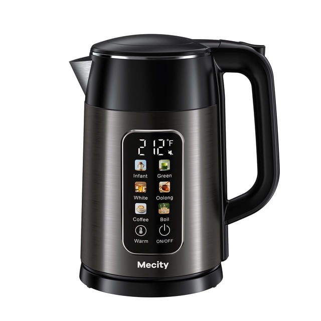 Mecity Electric Kettle 1.7L Touch Screen Temperature Control Water Boiler, No Plastic Contact with Water. 6 Preset Temperature Programs, 2 Hours Keep