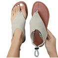thumbnail image 1 of Flat Sandals for Women Flip Flops Adjustable Drawstring Slingback Non Slip Beach Summer Sandals White, 1 of 6