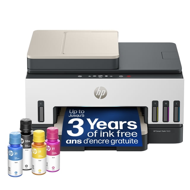 HP Smart Tank 7603 Wireless All-in-One Cartridge-Free Ink Tank Printer with up to 3 Yrs Ink Included