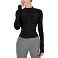 thumbnail image 1 of XINQIHANG Veste de Course Légère et Extensible pour Femmes à Fermeture Éclair Complète pour l'Entraînement, avec Trous pour les Pouces, 1 of 6