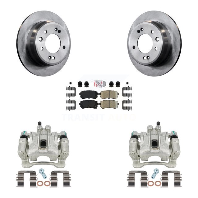 Transit Auto Rear Disc Brake Caliper Rotors and Ceramic Pads Kit for Car Hyundai Tucson Kia Sportage FWD KC8-100833N