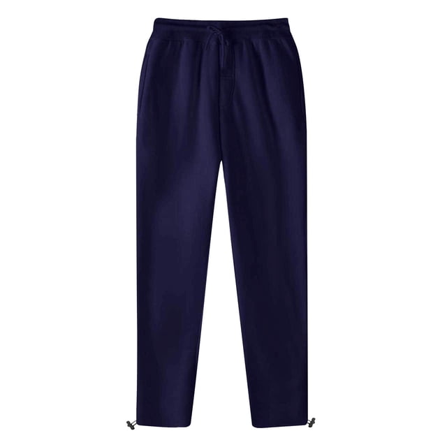 Mefallenssiah Full Length Pants Clearance Men'S Sports Leisure Pocket Solid Color Elastic Waist Drawstring Straight Leg Retractable Hem Design Long Pants