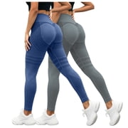 Yammkia Leggings for Women Butt Lifting Smooth Anti Tummy Control High Waist Tummy Control Yoga Pant Leggings with Back Pockets(Dark Blue,XXL)