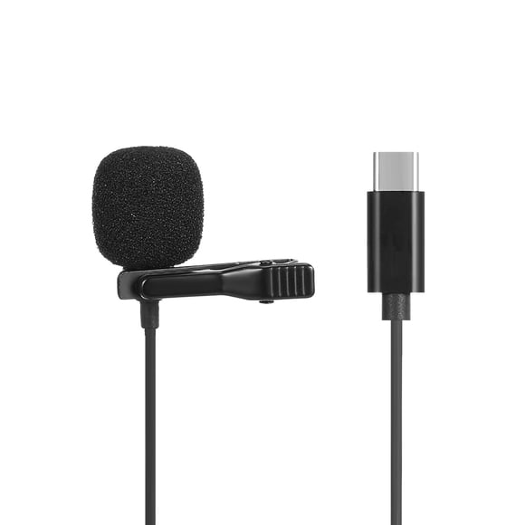 Amdohai JH-042 Type-C Lavalier Microphone Omni Directional Condenser Microphone Superb Sound for Audio and Video Recording Black