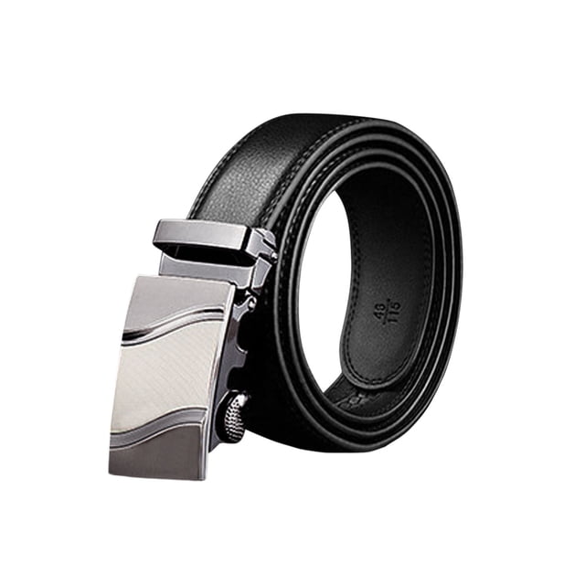 Unique Bargains Men's Holeless Automatic Buckle PU Leather Ratchet Belt