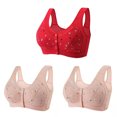 thumbnail image 1 of Bigersell Front Closure Bra 3pcs Push-Up Bra Style R-17 Breathable Lightly Lined Bras Pack R-17-red, 1 of 5
