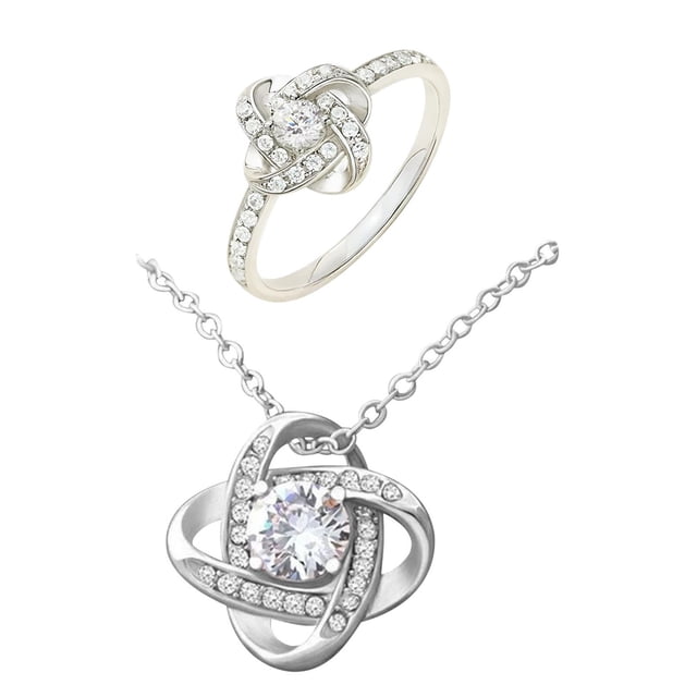 XZNGL Open Ring Female Fashion Personality Four-leaf Ring Friendship Ring Ring Necklace Female Collarbone Chain