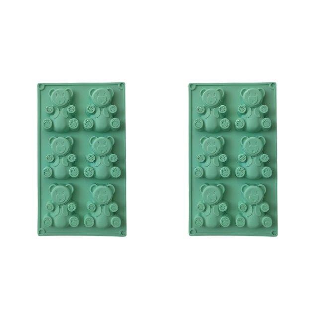 ZheElen 2pcs Molds Animals Cake Silicone Non-Stick Baking Pan Mould Small Bakeware Decorating Tool Cooking Gadget Self-Assembly Light Green