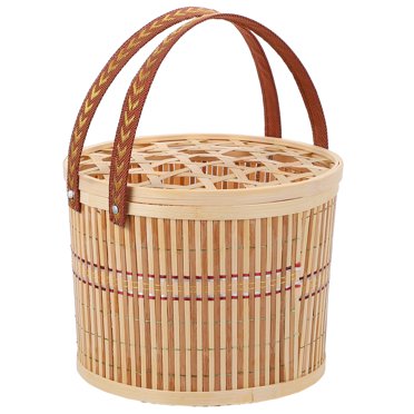 MasteelfCA 1pc Handmade Knitted Egg Basket Decorative Bamboo Basket Home Storage Basket