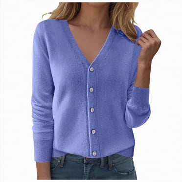 Splozh Cardigan Ouvert pour Femmes, Chandails Cardigan Imprimés Décontractés pour Femmes, Haut à Manches Longues, Veste Cardigan, Haut Violet, 2TG