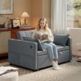 thumbnail image 2 of HOMCOM Sofa Bed, Pull Out Sleeper Sofa w/ USB Charging, Adjustable Backrest, 2 of 10