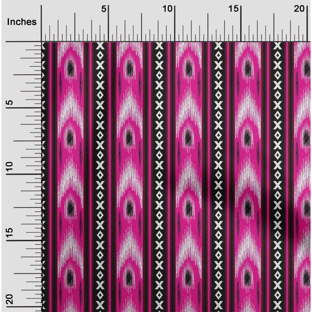 oneOone Coton Popeline Rayé & Imprimé Ikat Géométrique Tissu à Coudre BTY 42 Pouces de Large