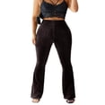 thumbnail image 4 of Women Bootcut Yoga Pants Tummy Control Workout Bootleg Velvet Trouser, 4 of 5