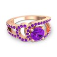 thumbnail image 3 of Bague de Mariée Ronde Améthyste 2.50 Ct pour Dames Solide 18K Or Rose Taille 8 par Diamond-Capitals, 3 of 8