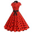 thumbnail image 4 of Offre Limitée Iumwxz Robe à Col à Revers Manches Courtes pour Femmes Boutons Zippés Robe Rétro à Volants avec Ceinture Imprimé à Pois Robes Habillées pour Extérieur, 4 of 9