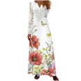 thumbnail image 1 of Robe à Manches Longues Femme Décontractée Col en V Manches Longues Taille Boutons Imprimé Robe Ample Robe d'Été à Manches Longues Robe d'Été Ample pour Femme Robe Longue d'Été pour Femme, 1 of 6