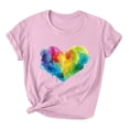 thumbnail image 1 of RKSTN Hauts pour Femmes LGBT Décontractés Coupe Ample Hauts Inspirants Égalité Été Mignon Cœur d'Amour Imprimé Manches Courtes Col Rond Pride Shirt, 1 of 3