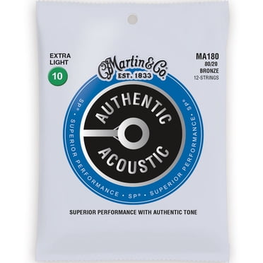 Martin Authentic SP Cordes de Guitare Acoustique - 12 Cordes, 80/20, Extra Légères