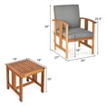 thumbnail image 3 of Gymax 3PCS Outdoor Patio Sofa Furniture Set Solid Wood Cushioned Conversation Set Grey, 3 of 9