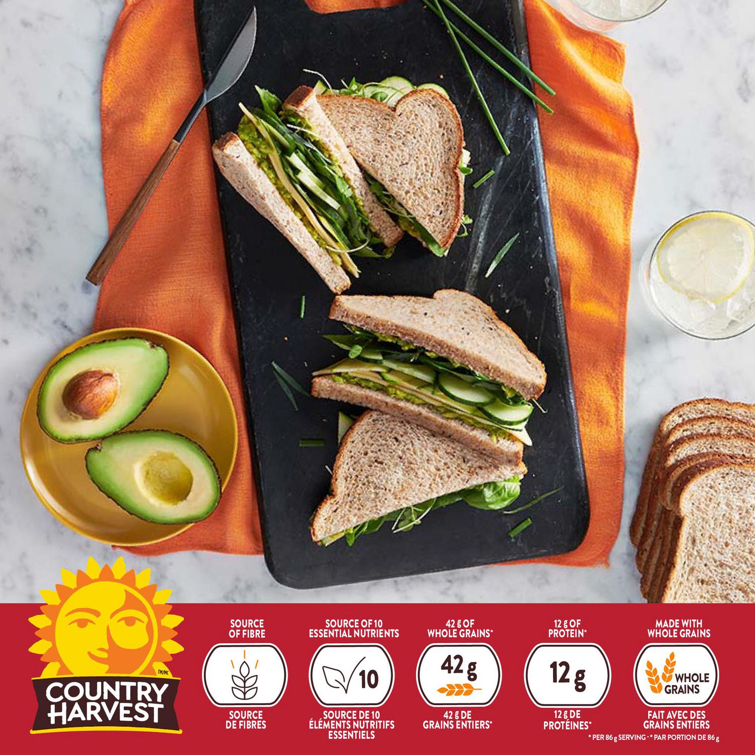 Country Harvest 14 Grains & Protein Sliced Bread, 12g Protein Per Serving, No Artificial Preservatives, Flavours or Colours, 600g
