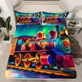 thumbnail image 2 of Erosebridal Steam Engine Train Twin Sheet Sets, Transportation Theme Bedding, 3pcs, 2 of 6
