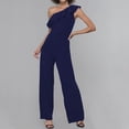 thumbnail image 2 of Yuyuzo Women Rompers 1 Shoulder Sleeveless Ruffle High Waist Loose Wide Leg Pants Elegant Jumpsuits, 2 of 5