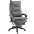 thumbnail image 1 of Vinsetto Office Chair 360° Swivel Adjustable Height Linen Style Fabric Recliner with Retractable Footrest and Double Padding, Grey, 1 of 10