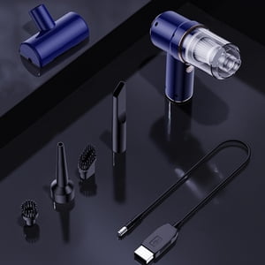 COFEST Nettoyeur à vide auto, Nettoileur à aspirateur portatif Nettourateur à vide haute puissance avec brosse multi-nez et plancher pour véhicule / bureau / Cheveux d'animal. Bleu