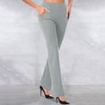 thumbnail image 1 of CFLVAEK Womens Office Flare Pants Casual Tummy Control Drawstring Waisted Slacks with Pocket Solid Color Work Straight Pant Casual Tall Lenth Business TrousersGray M, 1 of 5