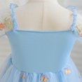 thumbnail image 4 of Yanlir Robe d'Été en Dentelle pour Fille, Princesse, à Volants, Sans Manches, Broderie, Tulle, Nœud, Robes; Robe de Fête à Col Rond; Tenue Imprimée Mode Printemps Été pour Enfants (Bleu, 1 An), 4 of 9