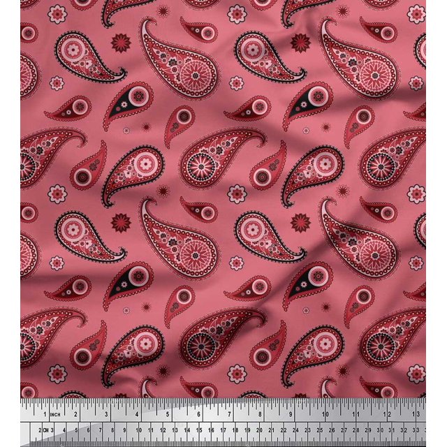 Soimoi Moss Georgette Fabric Floral & Paisley Print Fabric by Yard 42 Inch Wide