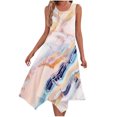 thumbnail image 2 of Ovzne Robes d'Été pour Femmes 2025 Robe Dames Mode d'Été Imprimée Sans Manches Col Rond Robe Débardeur Décontractée Robe Grande Taille Robe Imprimée Liquidation, 2 of 7