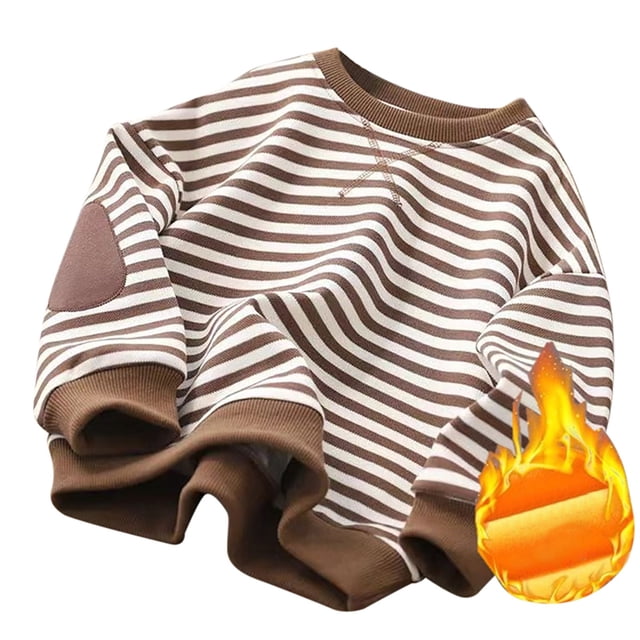 YOUSNH Chandail d'Halloween Garçons Filles Chandail Classique à Rayures Col Rond Manches Longues Épais Chaud Chandail Décontracté Chandail à Enfiler Hauts Chandail Garçons Chandails Brun 11-12 Ans