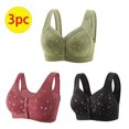 thumbnail image 3 of Bigersell Daisy Bras for Older Women 3pcs Push-Up Bra Style R-73 Breathable Lightly Lined Bras Pack R-73-green, 3 of 9