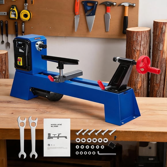 Towallmark Machine à Tour en Bois, Tour en Bois de Comptoir 14 Pouces x 20 Pouces, Tour de Tournage pour Menuiserie à Vitesse Variable 400W/WL500