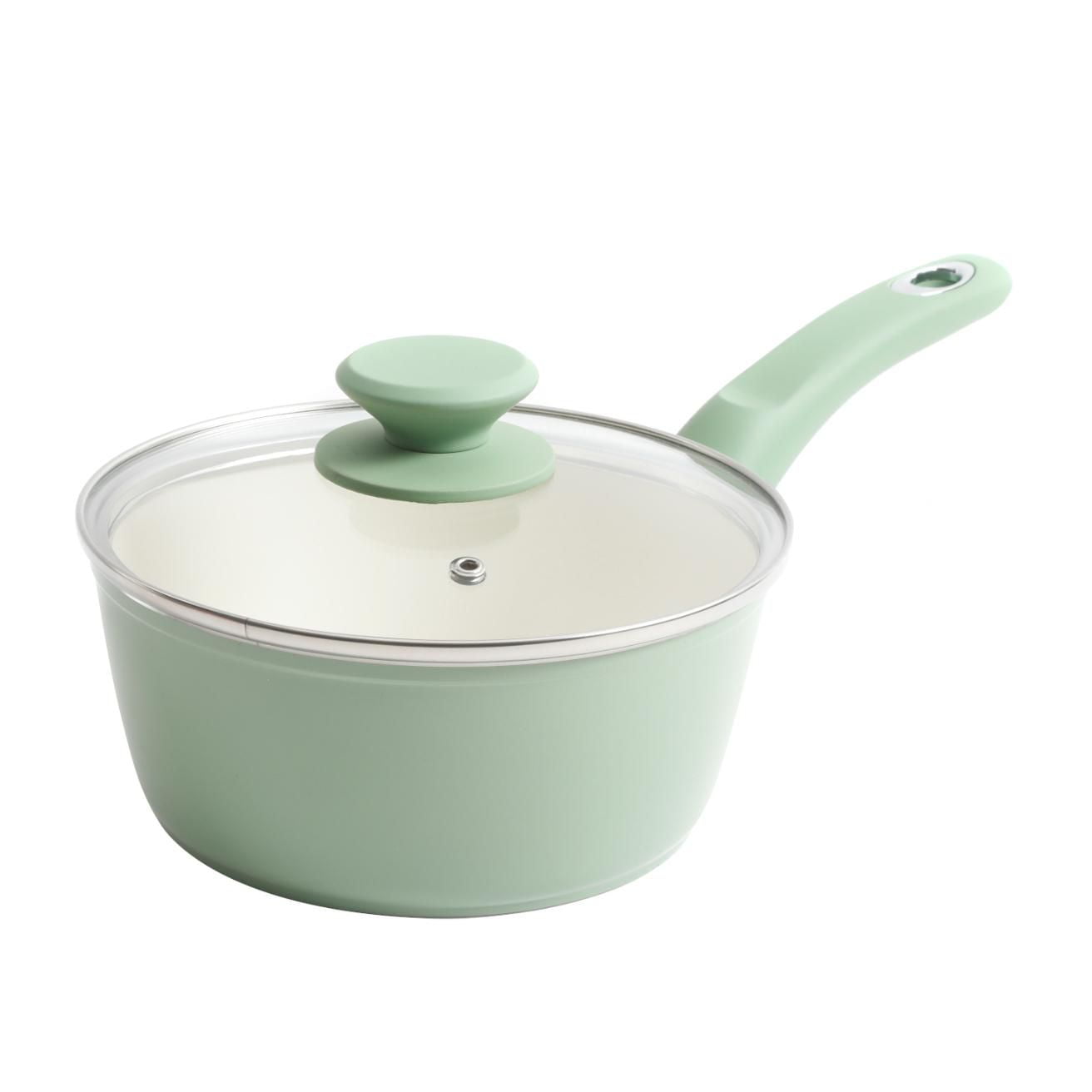 Gibson Plaza Café Batterie de cuisine 7 pièces en aluminium Menthe avec poignée en bakélite douce au toucher