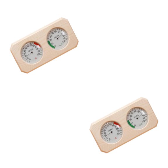 Ruiboury Premium Pine Wooden 2-in-1 Sauna Hygrothermograph Enhanced Durability Style A 2Set