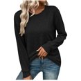 thumbnail image 1 of Timegard Hauts pour Femmes Col Rond Manches Longues Ample Couleur Unie Camisoles Automne Hiver Décontracté Hauts Amples, 1 of 8