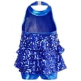 thumbnail image 3 of TiaoBug Robe Mini Sans Manches à Sequins Brillants avec Franges pour Filles, Robe de Salsa de Jazz Latin, Robe de Rumba Unitard Bleu Royal 8, 3 of 6