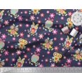 thumbnail image 2 of Soimoi Modal Satin Fabric Floral & Owl Cartoon Printed Fabric 1 Yard 42 Inch Wide, 2 of 3