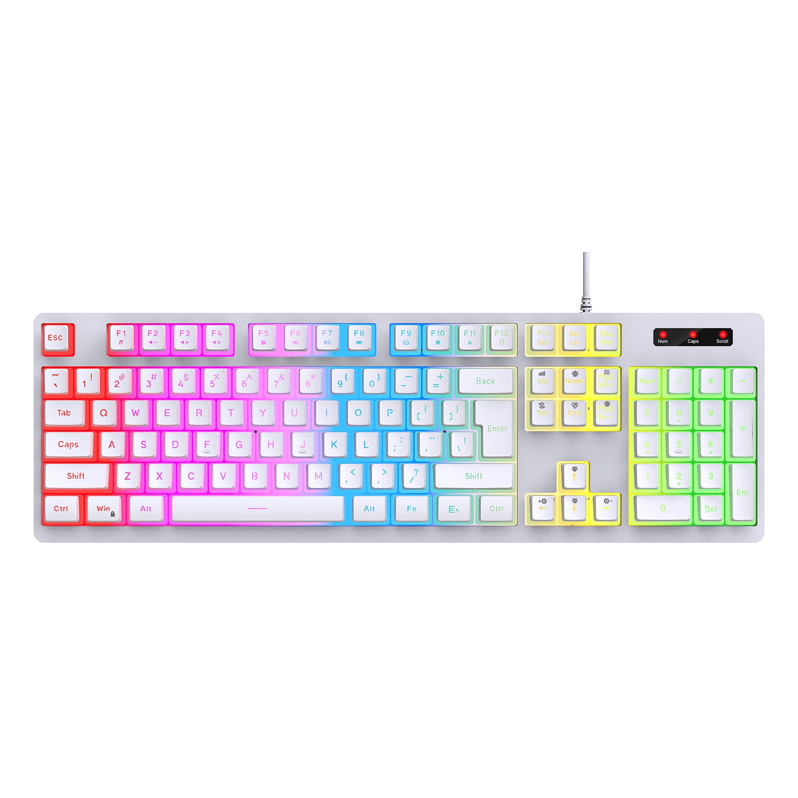 Riwcyla L200 RGB Keyboard 104, Wired Gaming Keyboard Backlit Keyboard Mechanical Keyboard RGB Backlit Gaming Keyboard USB Wired with ABS Pudding Keycaps for PC,connected TV And Compatible with W