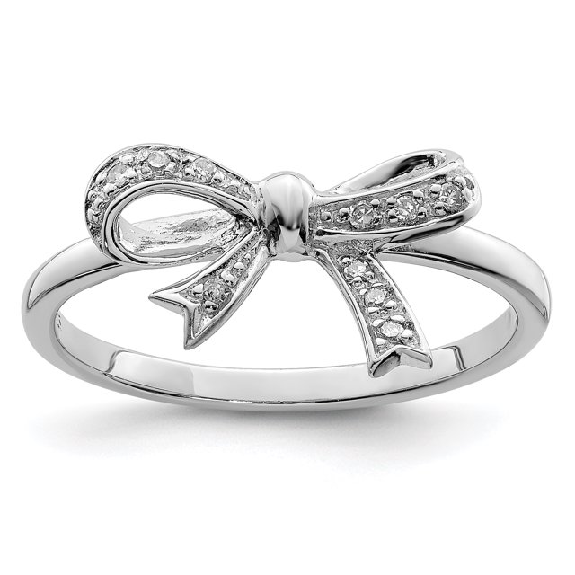 Bague Nœud en Diamant Plaqué Rhodium en Argent Sterling 925