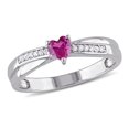 thumbnail image 1 of 1/3 Carat (ctw) Lab-Created Ruby Heart Ring in Sterling Silver with Accent Diamonds, 1 of 5