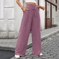 thumbnail image 4 of Ailaofu Womens Ribbed Wide Leg Lounge Pants with Pockets Casual Relaxed Comfy Loose Soft Knit Pajama Pants with Drawstring, 4 of 6