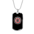 thumbnail image 1 of Fire Department Firefighter Stainless Steel or 18k Gold Dog Tag 24" Chain, 1 of 8