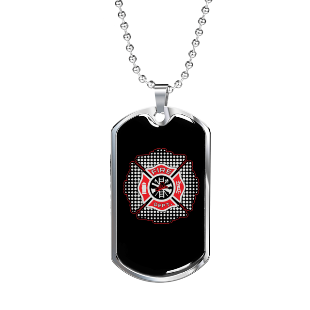 Fire Department Firefighter Stainless Steel or 18k Gold Dog Tag 24" Chain