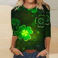 thumbnail image 2 of FAIWAD T-Shirt à Manches 3/4 pour Femmes de la Saint-Patrick, Col Rond, Décontracté, Grande Taille, Tunique à Enfiler, 2 of 5