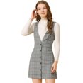 thumbnail image 1 of INSPIRE CHIC Robe Chasuble Sans Manches à Bretelles pour Femme à Motif Pied-de-Poule TP Noir Vert, 1 of 6