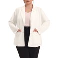 thumbnail image 1 of GRACE & GRANDEUR Blazer de Bureau pour Femme Grande Taille d'Automne à Revers Cranté, Boutonné, 2X Blanc, 1 of 6