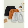 thumbnail image 3 of Gupgi 3 Pack Toddler Boy Shorts Set, Solid Loose Drawstring Shorts Kids Sports Short Pants, 3 of 8